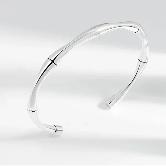 MEN | NEW Small Solid Bamboo S925 Adjustable Cuff Bracelet - Picture 16 of 16